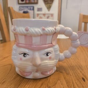 Nutcracker Pink and White Ceramic Mug